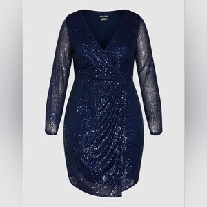 Glamorous Navy Sequin Wrap Dress - Size XL (Plus Size 22) - NEW with Tags!